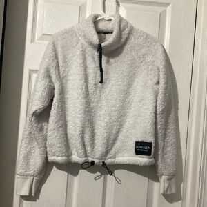 Calvin Klein Performance Fleece Cropped 1/4 Zip Women’s Size Medium White/Black